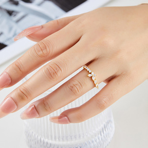 Butterfly Ring Micro Paved Zircon Adjustable 3D Stackable Gold Tone Jewelry For Everyday Wear - Product Image 2