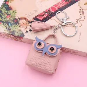 PU da Owl thay đổi túi Keychain Dễ Thương Tai nghe Mặt dây chuyền Ba lô bán buôn