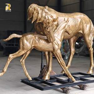 Sculptures de <span class=keywords><strong>poulain</strong></span> et de jumente en bronze grandeur nature RELONG, statues personnalisables, décoration de jardin extérieur à vendre - Product Image 4