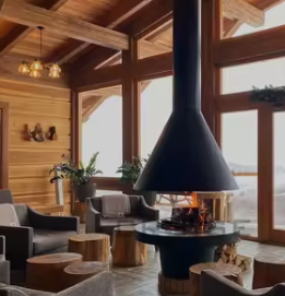 Cheminée <span class=keywords><strong>au</strong></span> <span class=keywords><strong>gaz</strong></span> pour salon, sur pied, à quatre faces en verre, à bois, avec flammes réelles, pour intérieur, murale centrale - Product Image 1