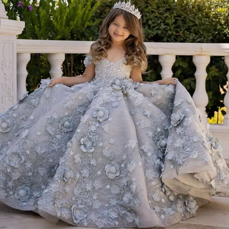 Jancember RSM67407K 2021 Luxury Puffy Sleeveless Flower Teen Girls' Evening Dresses