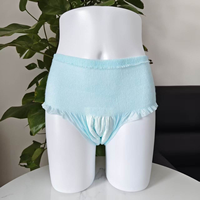 Culotte de nuit menstruelle bleue L&XL, protection anti-fuites à 360 degrés, couche extérieure aspect tissu, couverture dorsale complète pour flux abondant