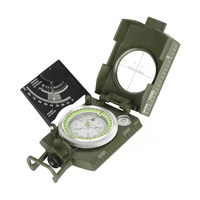 Boussole multifonctionnelle professionnelle en métal, règle de voyage d'aventure en plein air, niveau inclinomètre, loupe phosphorescente