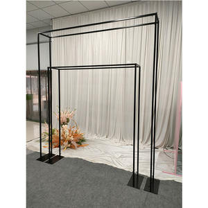 Arche de mariage géométrique en métal noir avec cadre carré, fond décoratif en fer forgé avec design élégant - Product Image 6