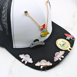 つばクリップフェスティバルクラブテキサスゴルフラージゴールドハットアクセサリースポーツホラートラックパールメタルカウボーイアニメ野球帽ピン - Product Image 1