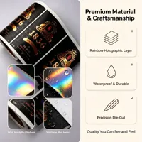 Autocollants holographiques arc-en-ciel personnalisés découpés à la forme, autocollants décoratifs imperméables avec logo holographique