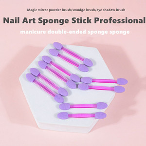 10pcs/Set Disposable Dual Sided Mirror Powder Brush Sponge Eyeshadow Applicator Professional Manicure <b>Nail</b> Art Tools <b>Kit</b> - Product Image 2
