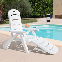 Chaise longue de plage moderne en plein air, dossier en plastique pliable réglable, table basse de loisirs pour piscine, source chaude