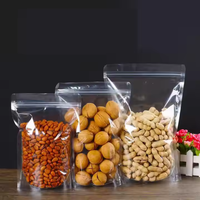 Sac transparent refermable à fermeture éclair pour collation, café, thé, emballage de pochette alimentaire pour collation personnalisée sacs à fermeture éclair