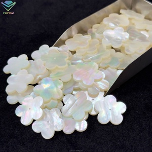Prix d'usine 20mm Qualité supérieure Nacre blanche naturelle MOP Trèfle à quatre feuilles porte-bonheur Pierres de nacre naturelle Taille fleur - Product Image 3