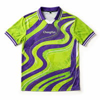 Jersey Sepak Bola Retro Hijau Neon Pola Bergelombang Kaos Sepak Bola Vintage Bernapas Custom Maillot De Foot