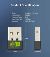 Adaptor WiFi 150Mbps USB Antena WiFi Driver Gratis Dongle Wi-Fi Kartu Jaringan Eksternal Ethernet Nirkabel Penerima Wi-Fi untuk PC