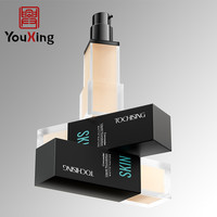 Flacon de lotion en plastique carré de luxe 30 ml en ABS PETG, adapté pour le fond de teint, le sérum, l'emballage de produits cosmétiques, flacon en plastique