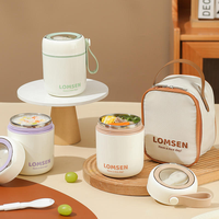 Contenant Alimentaire Isotherme Portable 450 ml, Bocal à Soupe ou Petit-Déjeuner en Acier Inoxydable 304 avec Cuillère et Sac Isotherme