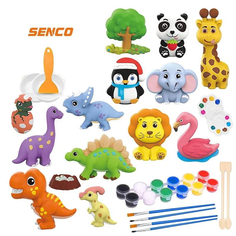 Educacional Animal Cerâmica Pintura Set 3D Pintura Seu Próprio Espaço Dinossauros Kids Painting Kit Crianças Artes e Artesanato Presentes Brinquedos