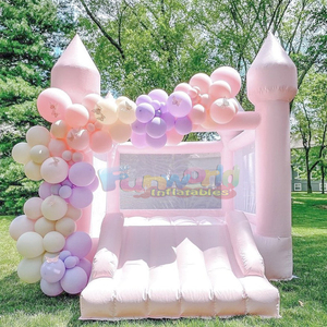 บ้านลมสีชมพูพาสเทลขนาดเล็กสำหรับงานปาร์ตี้ บ้านเด้งเด้งสำหรับเด็กเล่นกลางแจ้ง - Product Image 2