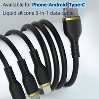 Kabel Data pengisian daya Cepat 6A, kabel antarmuka kabel Usb 3 in 1 untuk Android/tipe-c/ponsel
