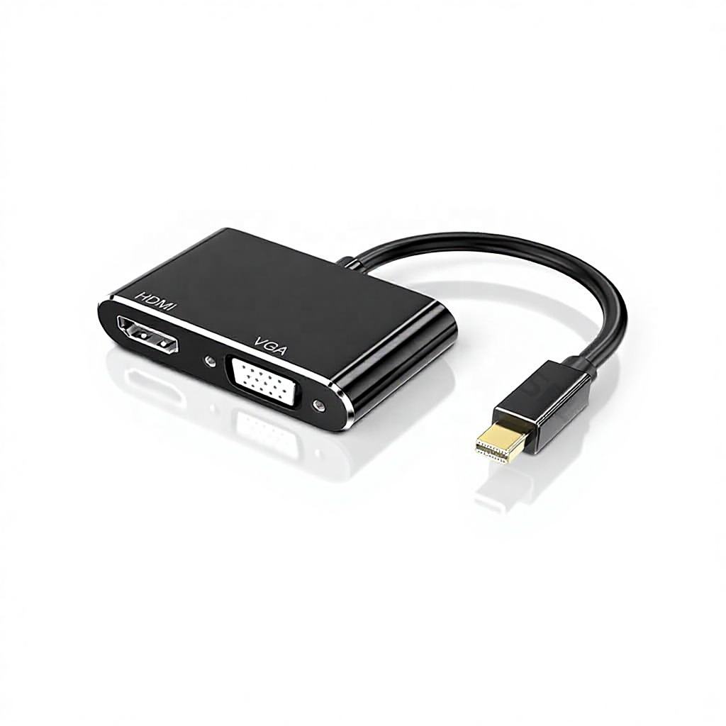 Black-aluminum alloy mini dp to hdmi+vga-dual screen display
