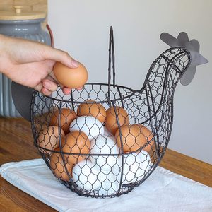 Porte-œufs en fil métallique décoratif marron avec poignée, panier à œufs en fil métallique décoratif pour la cuisine, paniers de cuisine suspendus - Product Image 4
