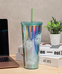 แก้วน้ำพลาสติกสองชั้นแบบใหม่ ปี 2024 ทนทานและยั่งยืน พร้อมหลอดดูด ปลอดสาร BPA ล้างในเครื่องล้างจานได้ เหมาะสำหรับงานปาร์ตี้ - Product Image 4