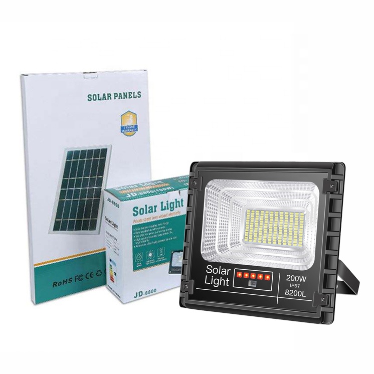 Уличный водонепроницаемый Светодиодный прожектор на солнечной батарее IP67 с дистанционным управлением 10 Вт 25 Вт 40 Вт 60 Вт 100 Вт 200 Вт 300 Вт 500 Вт 800 Вт 1000 Вт