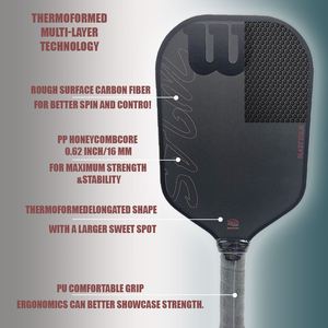 Pala de Pickleball de Fibra de Carbono Cruda de Alto Rendimiento, Superficie Rugosa, Mango Largo, <span class=keywords><strong>Wilson</strong></span> Blaze Tour 16 - Product Image 3