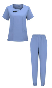 Ensembles d'uniformes médicaux extensibles pour femmes, à manches courtes, col en V, avec coutures latérales, pour dentistes - Product Image 3