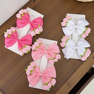 Lazos de Cinta de Grosgrain Rosa con Diseño Dulce y Lindo, Accesorios para el Cabello, Pasadores, Horquillas para Niñas Pequeñas y Bebés - Product Image 2