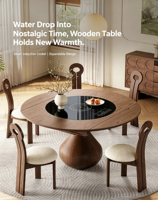 Table et chaises multifonctionnelles en bois massif de style simple, extensibles, avec plaque à induction, adaptées à la maison, aux restaurants et aux hôtels