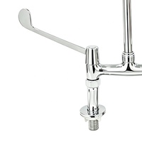 Robinet mélangeur médical coudé en laiton chromé à double poignée longue de 6 pouces pour lavabo, double trou, eau chaude et froide