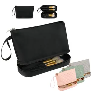 Borsa per il trucco personalizzata a doppio strato piccola borsa cosmetica impermeabile in Nylon da viaggio accessori per il trucco borsa Organizer