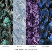 Panneau mural WPC en marbre de pierres précieuses colorées 9 mm Collection Veine Bleue Émeraude Violette Étanche Ignifuge Revêtement Mural Intérieur