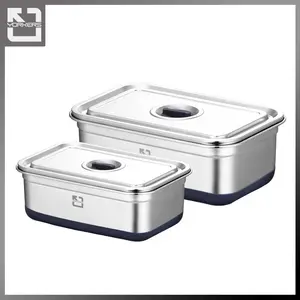 304 Stainless-steel Rectangular Food Storage Container - Wholesale Lunch Box Pure Steel Airtight Food Container With Lid