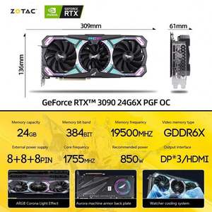 NOUVELLE Carte graphique <span class=keywords><strong>ZOTAC</strong></span> RTX3090 PGF OC 24G pour ordinateur de bureau, idéale pour le jeu et la production graphique, GPU dédié - Product Image 5