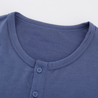 Tiefst preis Sommer Blau Button-Up Vintage Mode Outdoor Bequeme Atmungsaktive Schnellt rocknende 180g Merinowolle Herren T-Shirt