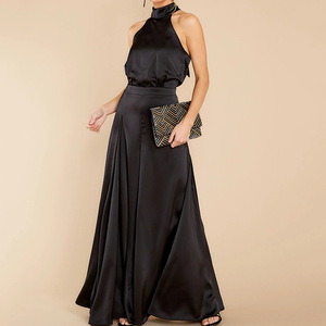 Combinaison sans bretelles taille haute unie pour femme, pantalon large, tendance - Product Image 3