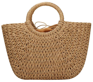 En gros femmes d'été en paille de <span class=keywords><strong>raphia</strong></span> naturel sac de plage de paille sac fourre-tout - Product Image 1