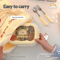 Boîte à bento carrée à double compartiment sur le thème du fromage, en acier inoxydable 304, boîte à lunch pour étudiants, boîte à lunch thermique pour employés de bureau, fermeture hermétique