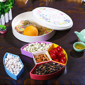 Five Compartment Candy Box With Lid Round Spring Fruit Box 8608 Storage Tray For Nuts Dried Fruits And Snacks Living Room Use - Product Image 3