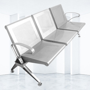 Silla de espera de acero inoxidable Bao Xian L83 para tres personas con pasamanos para uso en hospitales públicos y aeropuertos. - Product Image 1
