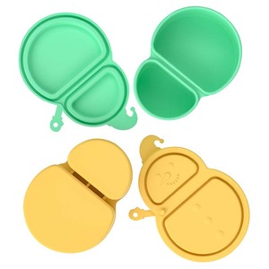 Boîte <span class=keywords><strong>à</strong></span> goûter portable en silicone réutilisable <span class=keywords><strong>à</strong></span> deux compartiments pour enfants avec couvercle anti-fuite - Product Image 2