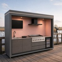 Lemari Dapur Luar Ruangan Aluminium Tahan Lama Anti-korosi Lemari Penyimpanan Luar Ruangan