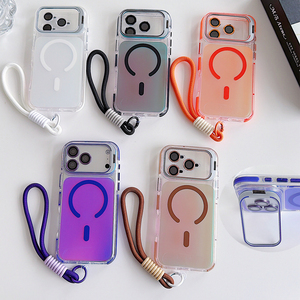 Étui pliable avec support pour objectif d'appareil photo et béquille pour <span class=keywords><strong>iPhone</strong></span> Air <span class=keywords><strong>13</strong></span> 14 15 16 17 <span class=keywords><strong>Pro</strong></span> Max 17E, compatible avec la recharge sans fil et doté d'un bracelet magnétique - Product Image 1