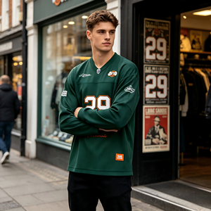 Jersey Deportivo de Manga Larga Estilo Retro Americano Unisex para Adultos, Personalizable con Sublimación, Transpirable, con Logotipo Personalizado - Product Image 4