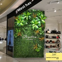 Mur végétal artificiel décoratif, fausses fleurs et herbe en plastique, style simple, fond rouge, pour aménagement paysager intérieur