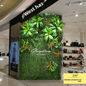 Decoración de Pared con Plantas Artificiales, Flores y Hierba de Plástico, Estilo Simple, Fondo Rojo, para Arreglos de Paisajismo - Product Image 2