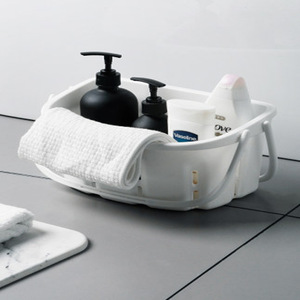 Cesta de Ducha Portátil Blanca, Cesta de Almacenamiento de Artículos de Aseo para Montar en la Pared, Forma Rectangular, Cesta de Baño para Dormitorio - Product Image 5