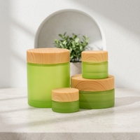 Pot en verre cosmétique de luxe 5g 30g 50g 100g pour crème, bouteille de beurre corporel avec bouchon à vis, conteneur en verre dépoli vert pour soins de la peau