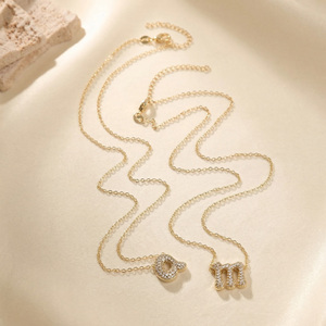 Collar con Colgante de Letra Minúscula de Latón con Circonitas, Bañado en Oro de 18K, Mini Inicial Abombada, 26 Letras del Alfabeto, Joyería Personalizada para Regalo - Product Image 6