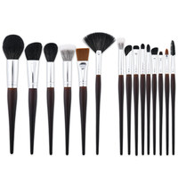 Nouveauté : 15 pinceaux de maquillage professionnels en poils de chèvre écologiques avec manche en bois pour poudre libre et fond de teint